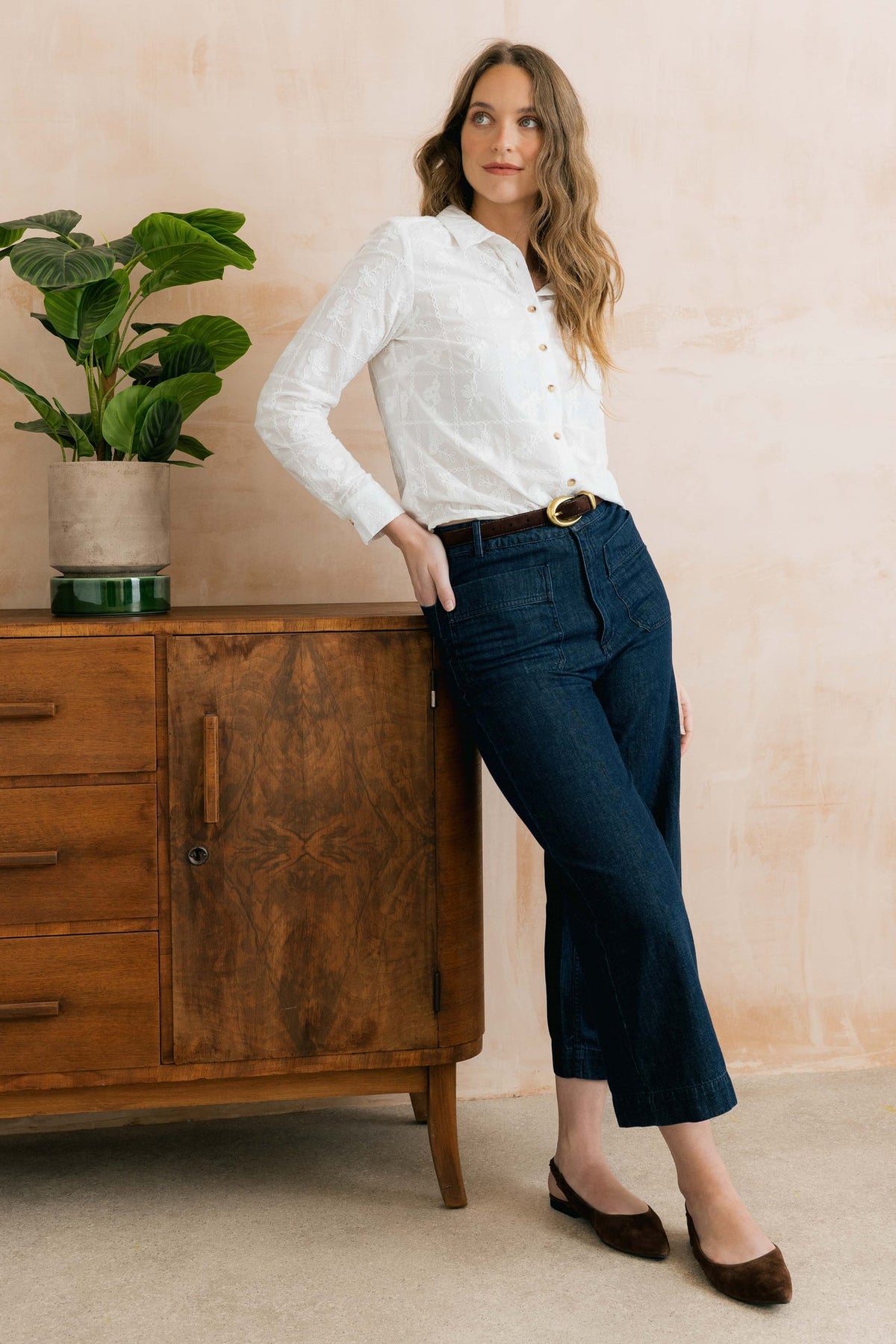 Lily and Me Patsy Embroidered Patchwork Shirt White