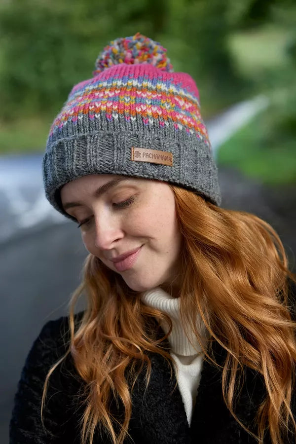 Pachamama Iona Roll Back Bobble Beanie-Hat-White finn