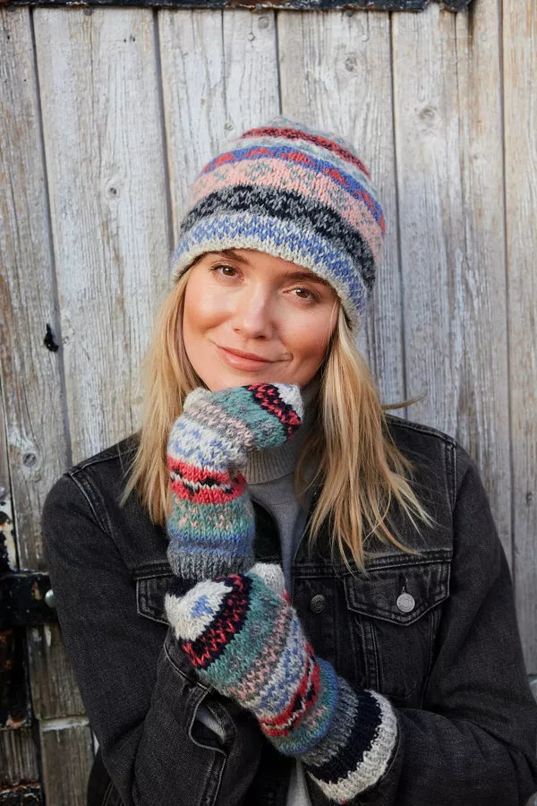 Pachamama Classic Fairisle Beanie Oatmeal-Pachamama-White finn