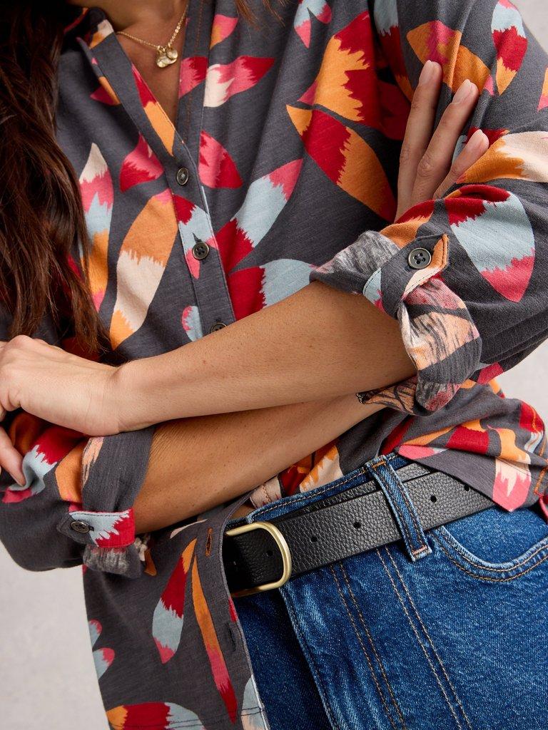 White Stuff Annie Jersey Shirt Grey Print-Shirts & Tops-White finn