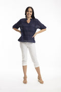 Orientique Essentials Cotton Gauze Pleated Top-Shirts & Tops-White finn