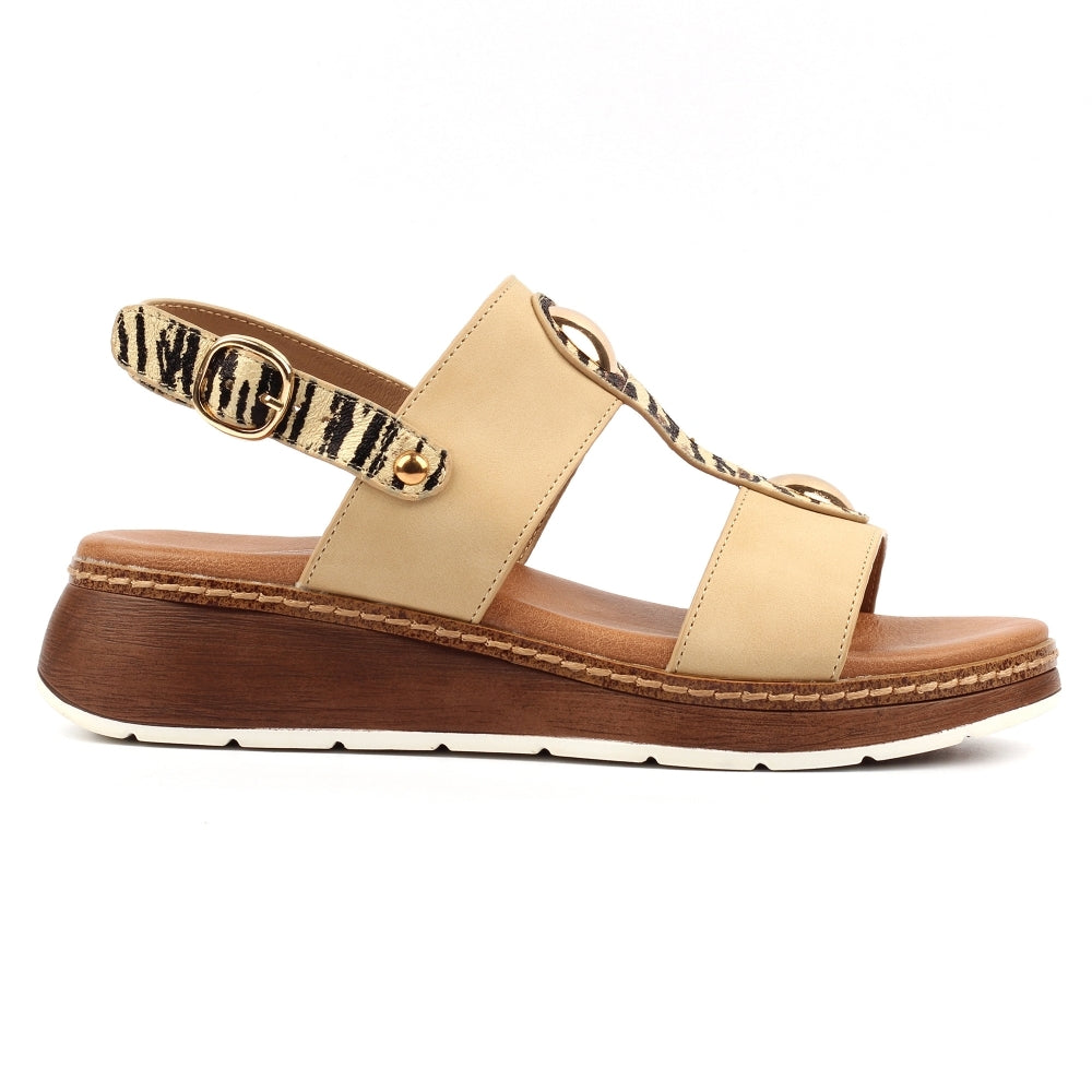 Lunar Georgia Beige Wedge Sandal