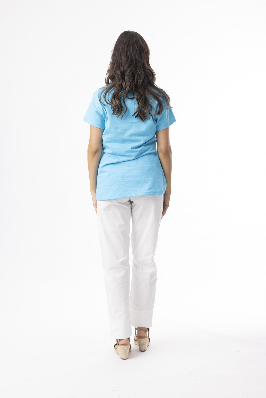Orientique Knit Essentials Tee V-White finn -White finn
