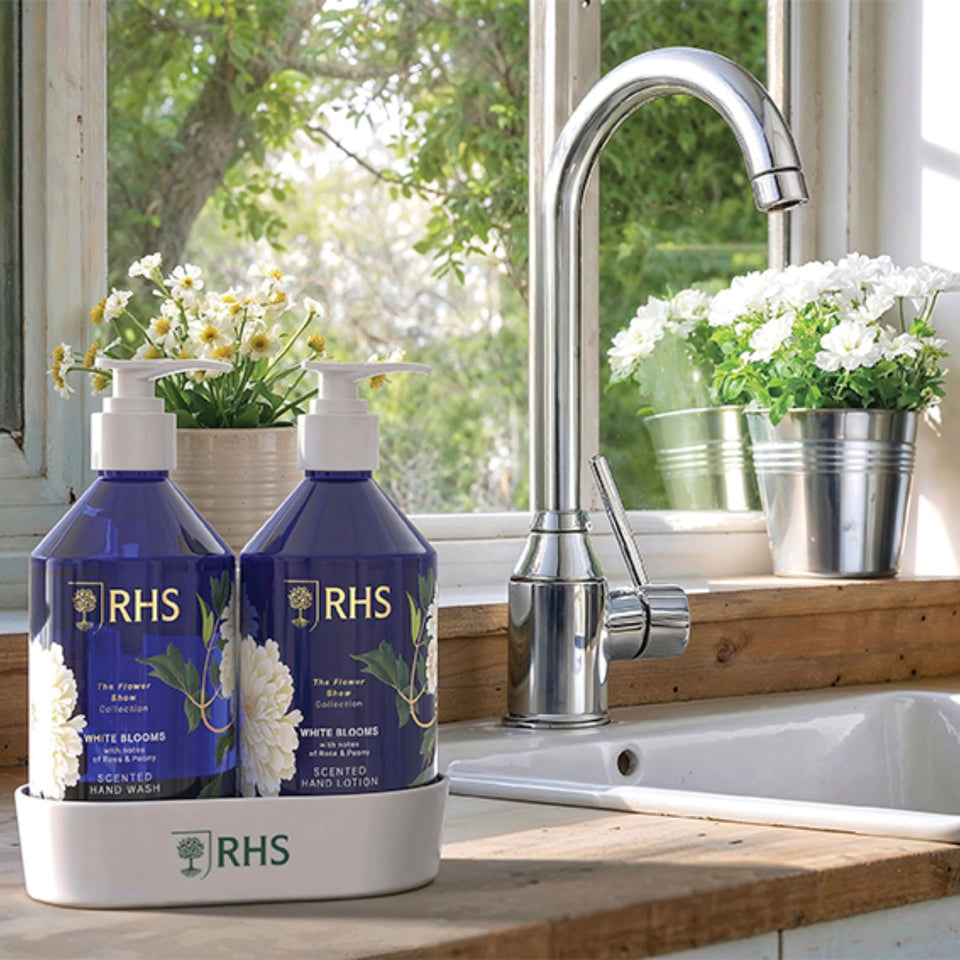 RHS Hand Care Caddy White Blooms 2 x 300ml