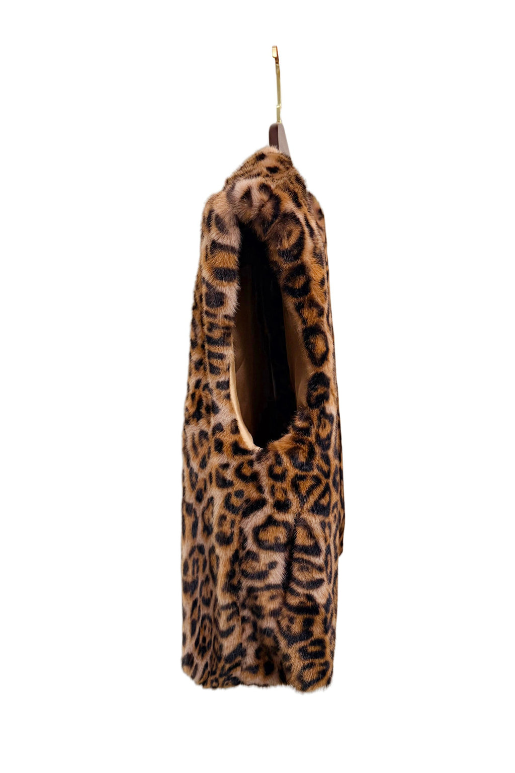 Leopard Print Cap Shoulder Faux Fur Gilet Waistcoat
