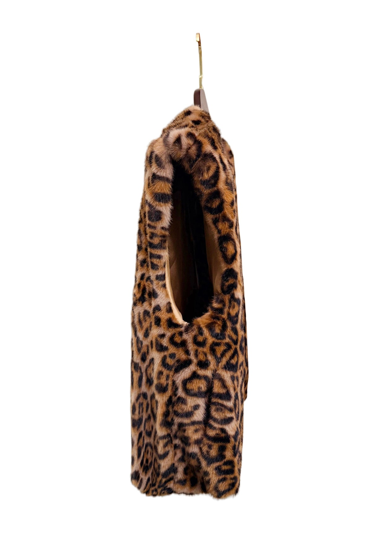 Leopard Print Cap Shoulder Faux Fur Gilet Waistcoat