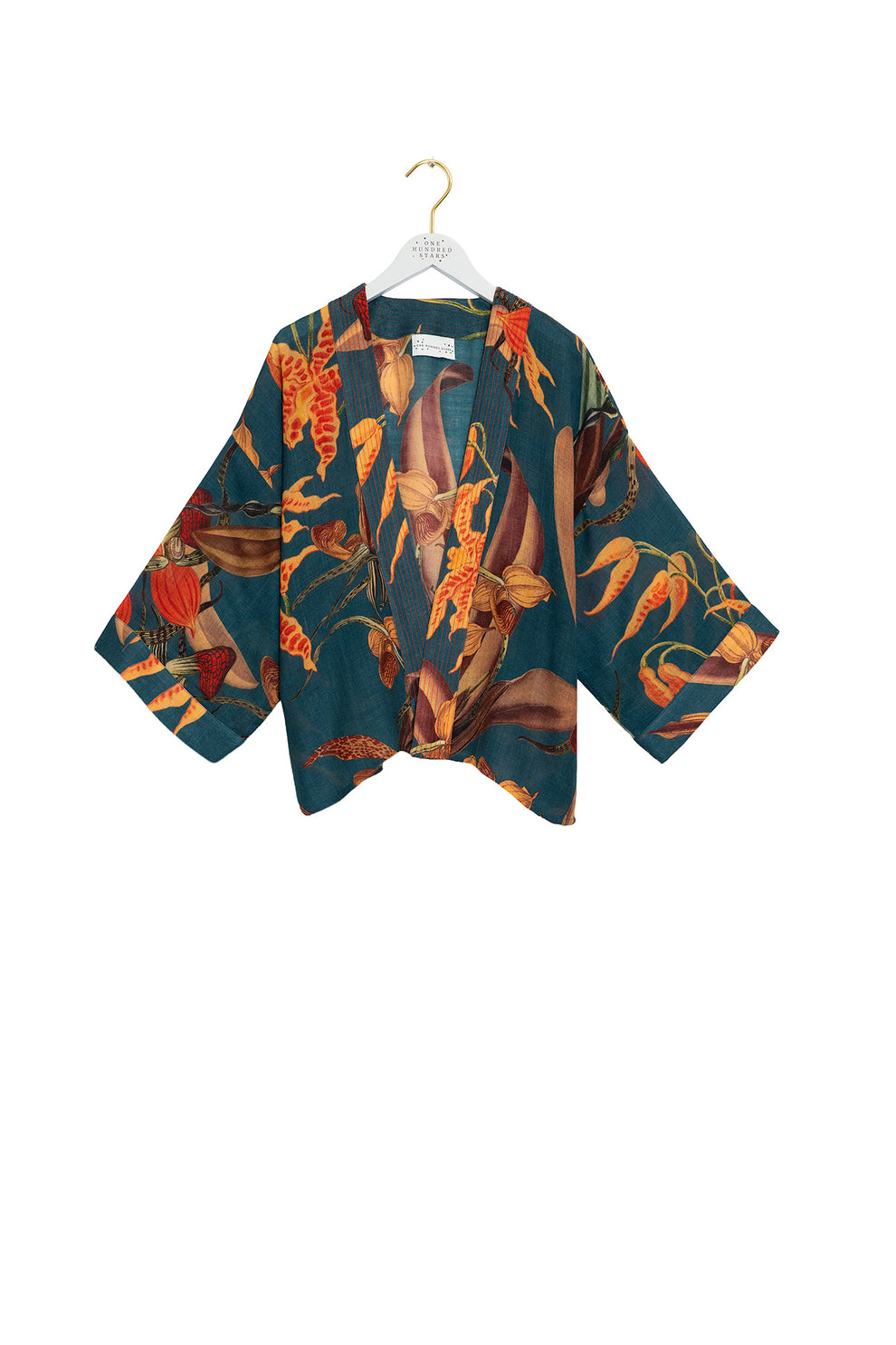 One Hundred Stars Orchid Teal Wool Kimono