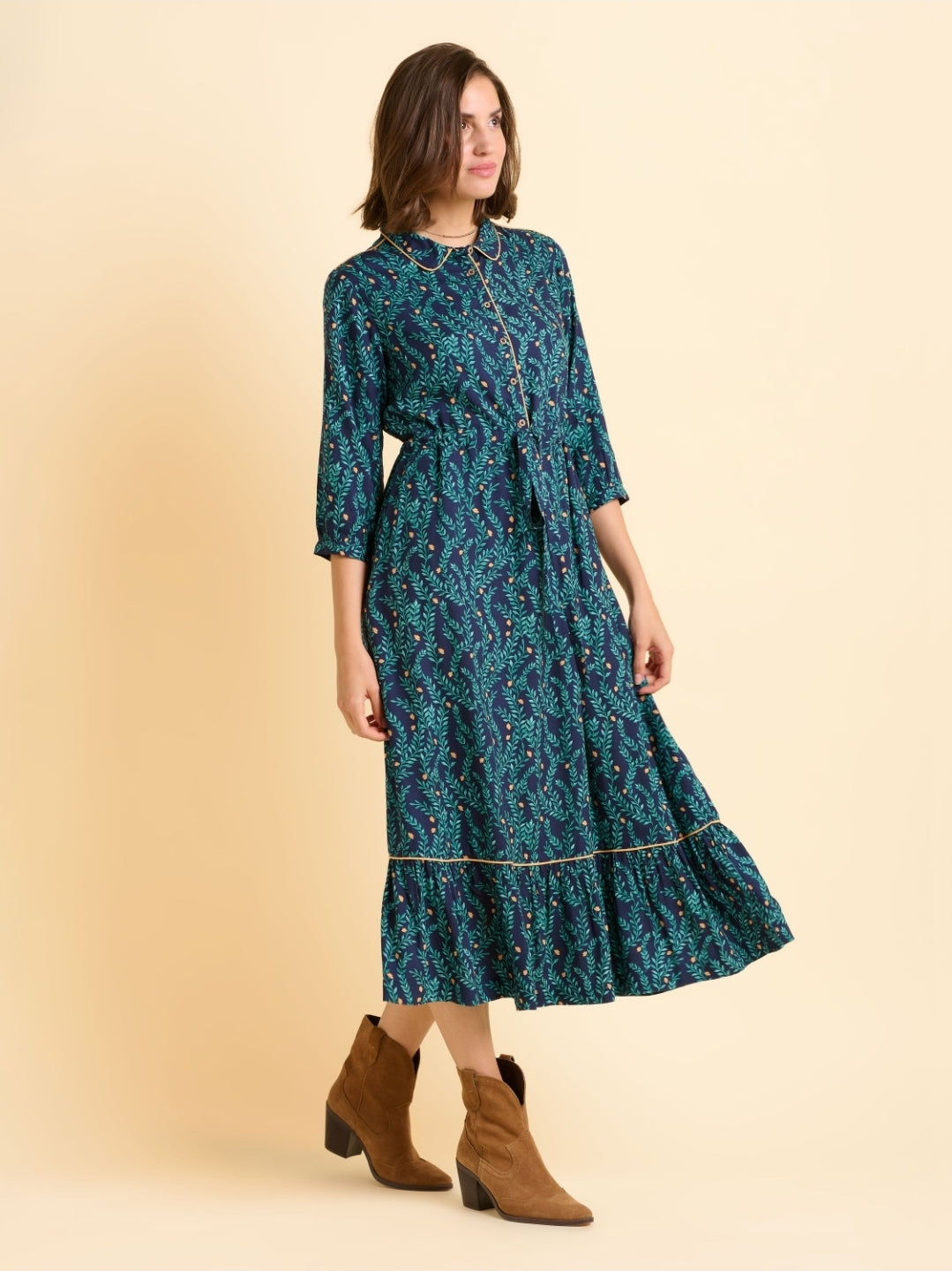 Brakeburn Skye Navy Dress-Dress-White finn