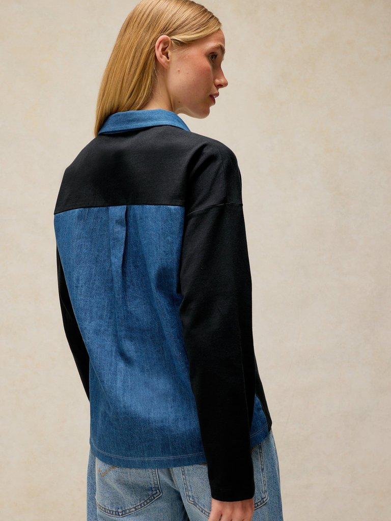 White Stuff denim mix rugby top