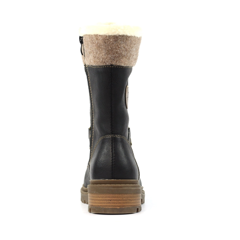 Lunar Cambridge Mid Calf Black Boot-Footwear-White finn