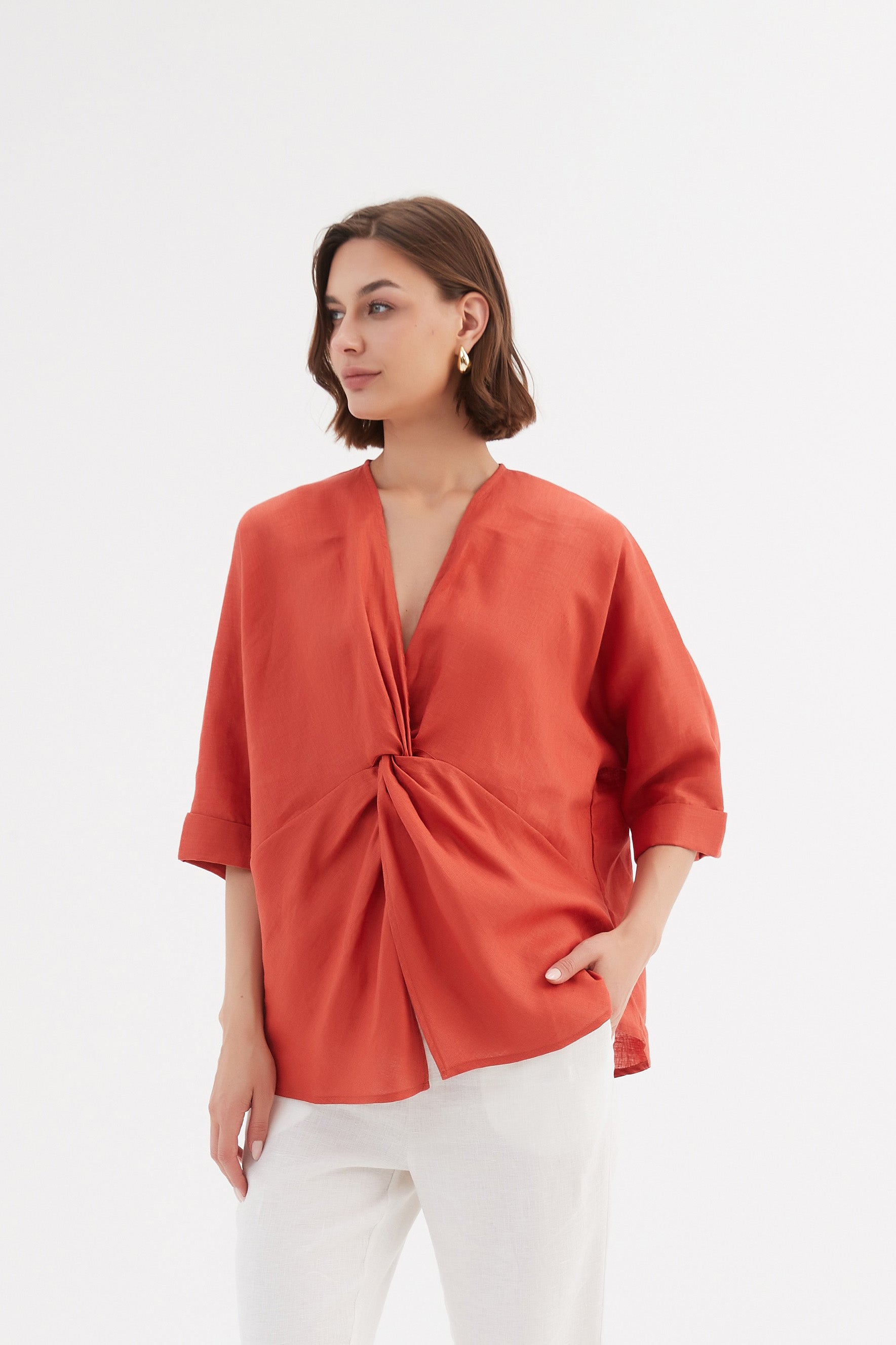 Tirelli Twist Front Top-Shirts & Tops-White finn