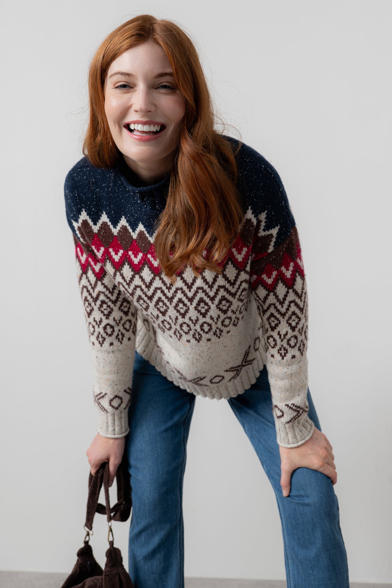 Lily and Me Maeve Jumper Fleck Knit-White finn