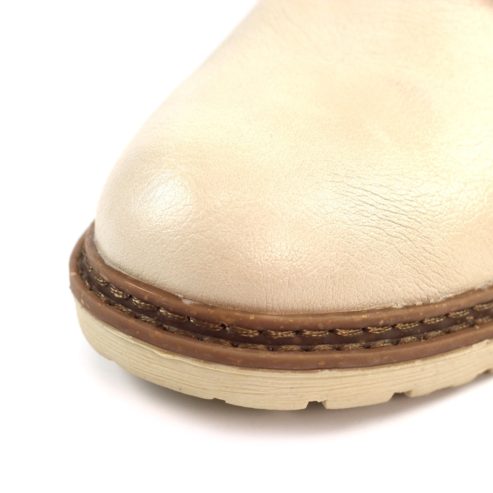 Lunar Annabelle Cream Ankle Boot-Footwear-White finn
