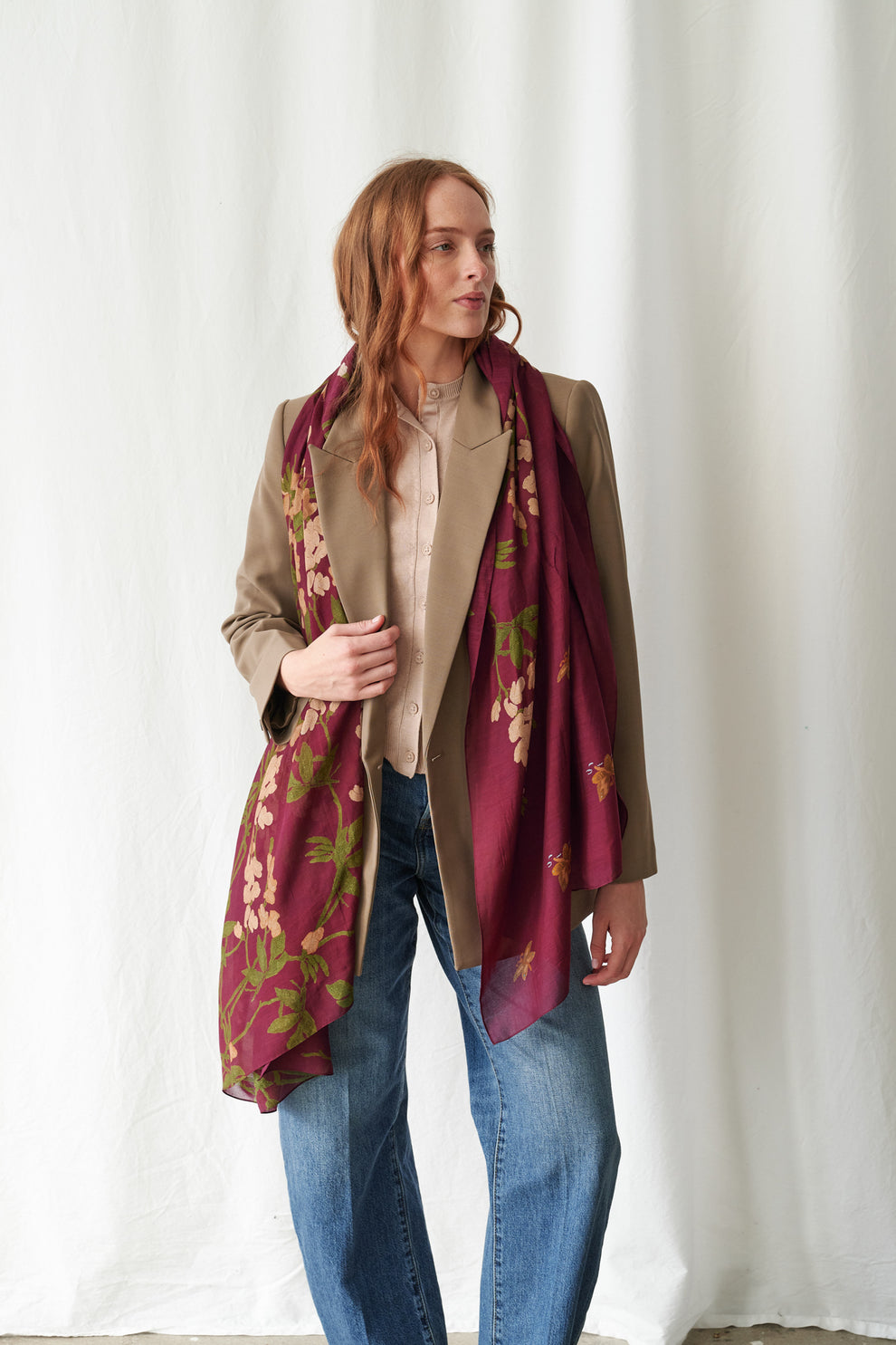 One Hundred Stars Wisteria Plum Scarf