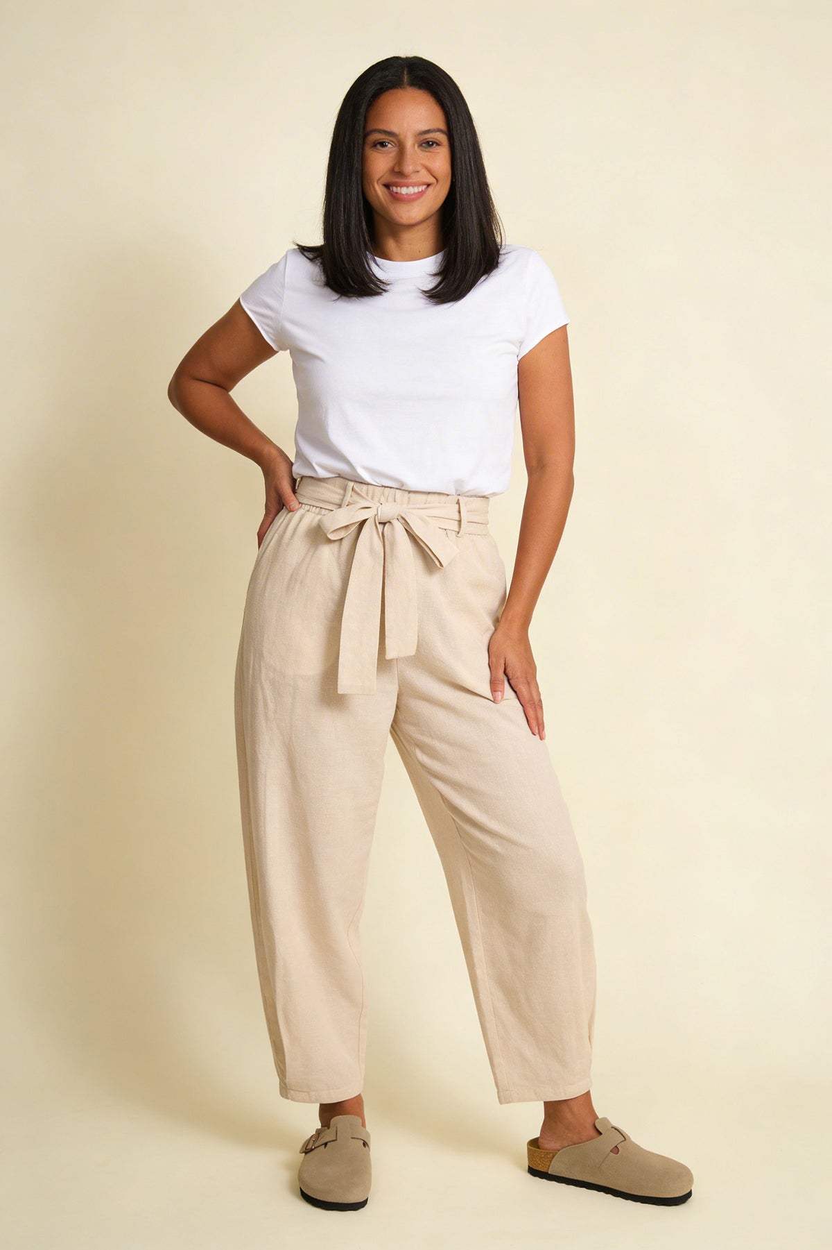 Pretty Vacant Bobbi Trousers in Linen - Sand-Pretty Vacant-White finn