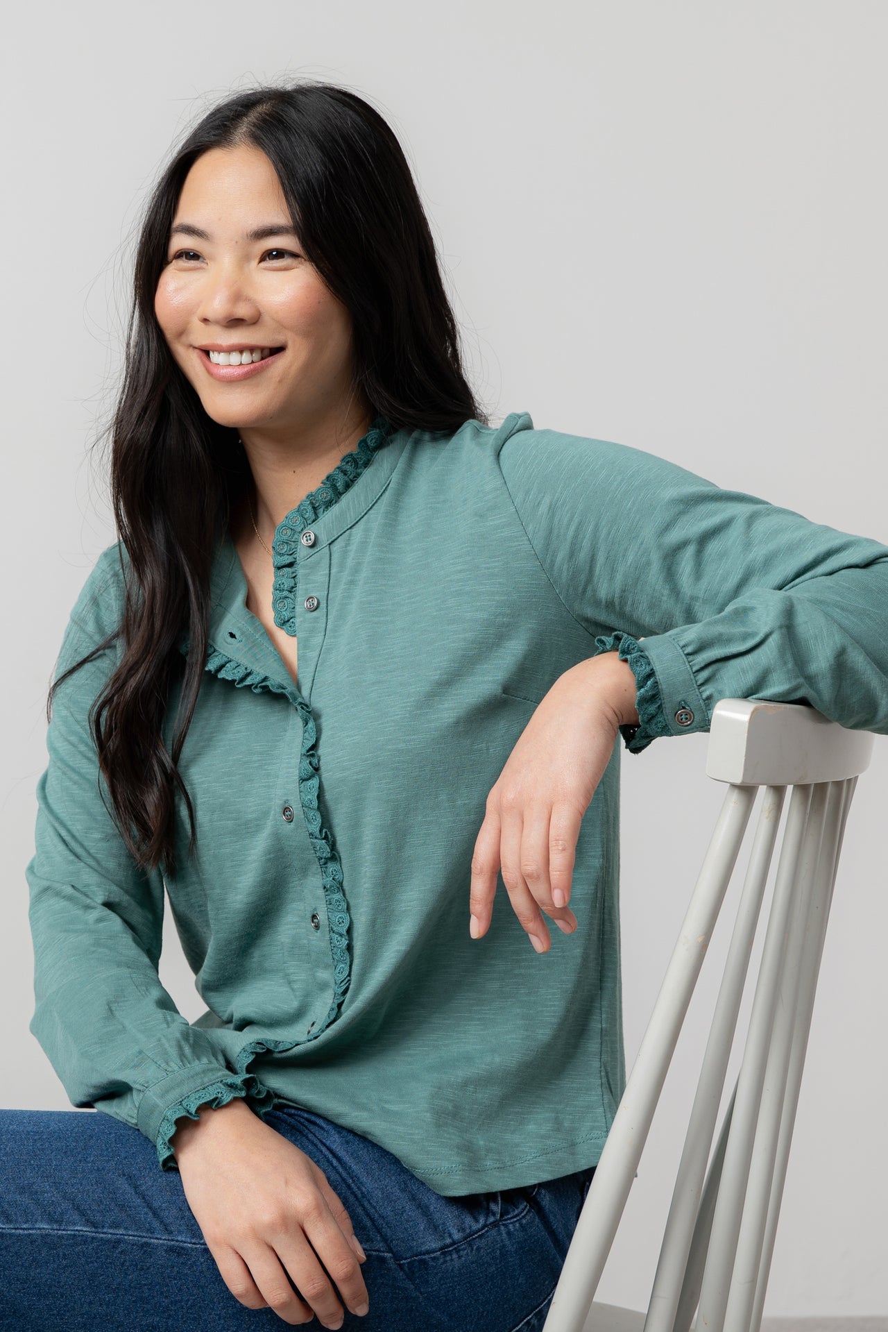 Lily and Me Sage Frill Blouse Plain-Lily and Me-White finn
