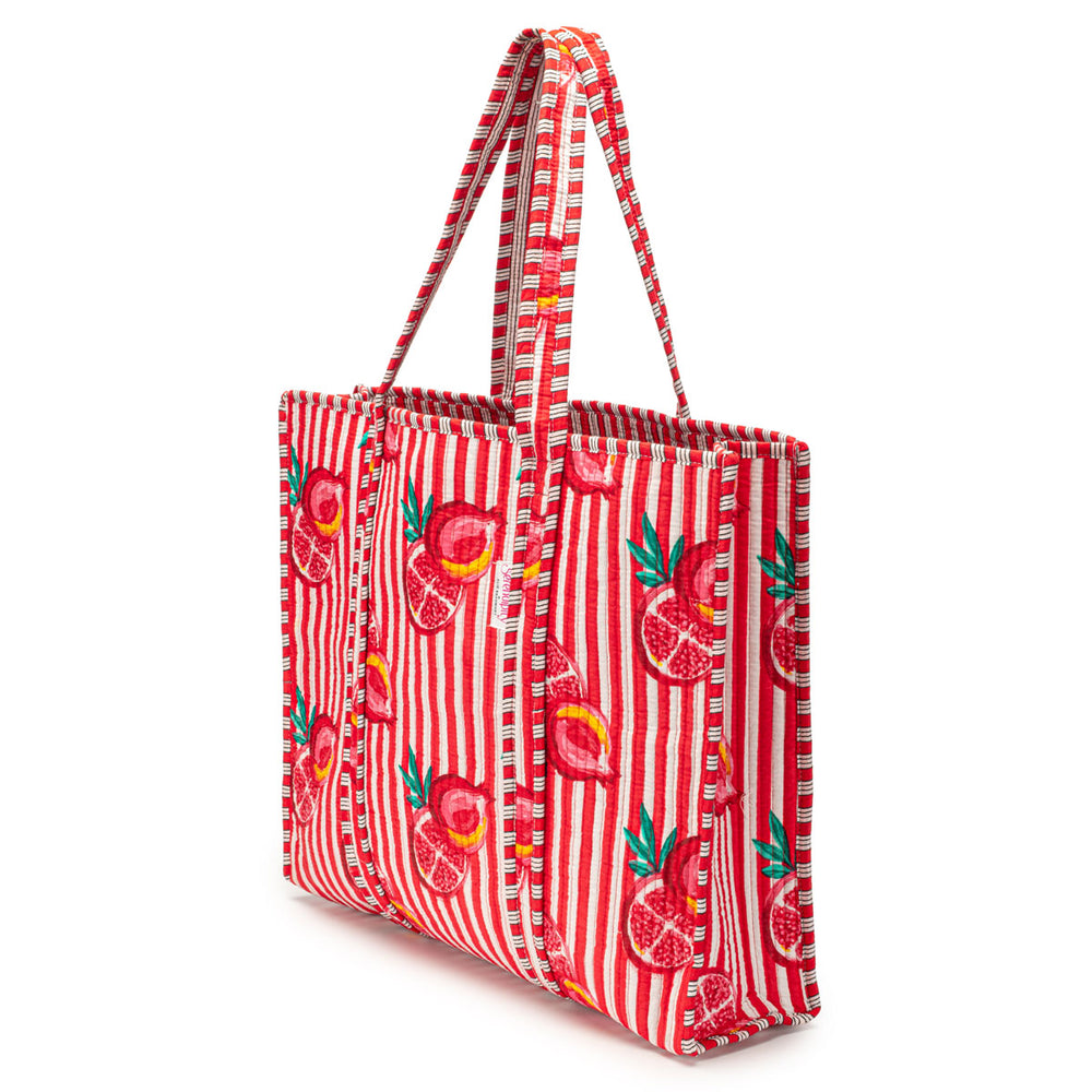 Ellie Beaumont Serendipity Cotton Quilted Tote - Pink Pomegranate-Bag-