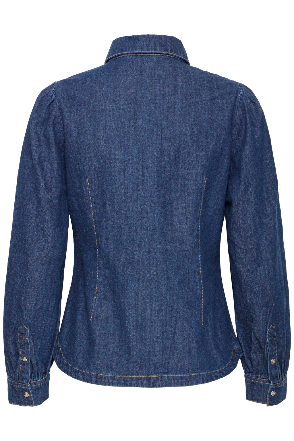 B young Byluva Denim Puff Sleeve Shirt-Shirts & Tops-White finn