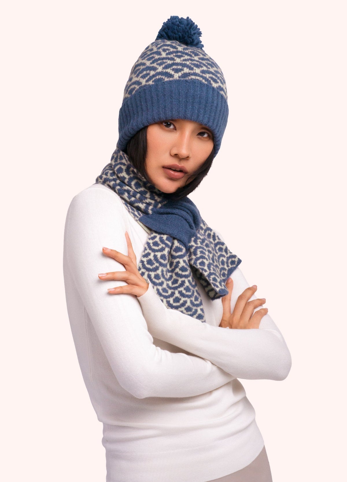 Powder Agatha Pompom Hat, Denim Mix