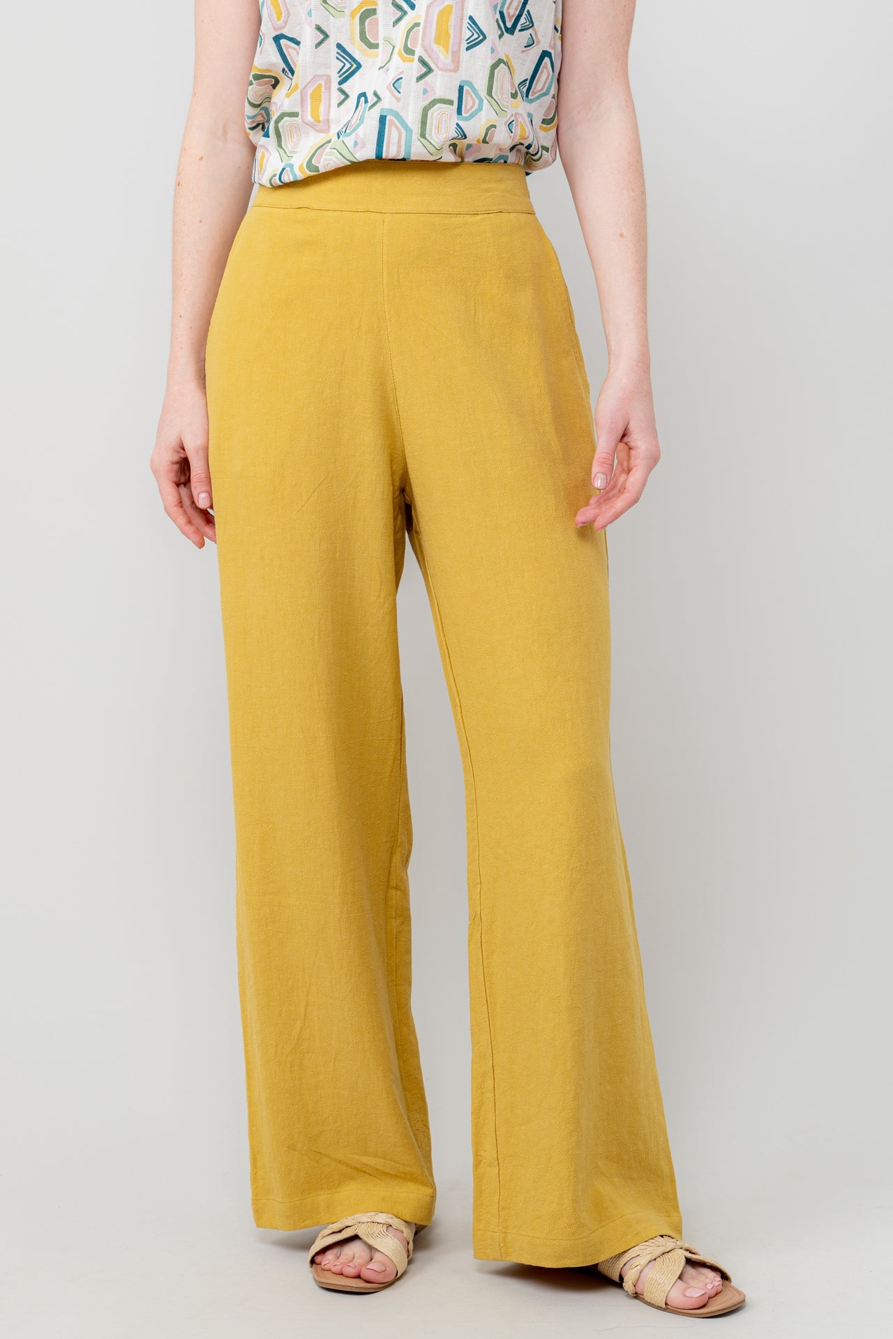 Grace Trouser Plain Linen-White finn