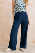 Lily and Me Grace Wide Leg Linen Blend Trousers-Trousers-8-Navy-