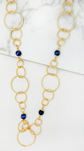 Envy 4772 Long Gold loop necklace with Navy bead design-Envy-White finn