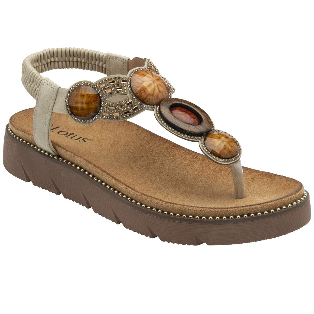 Lotus Black Alcina Toe-Post Sandals | Lotus