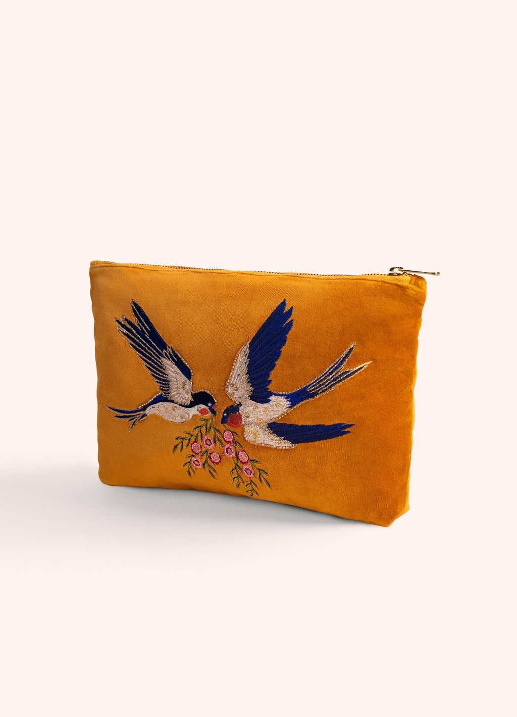 Powder Velvet Zip Pouch