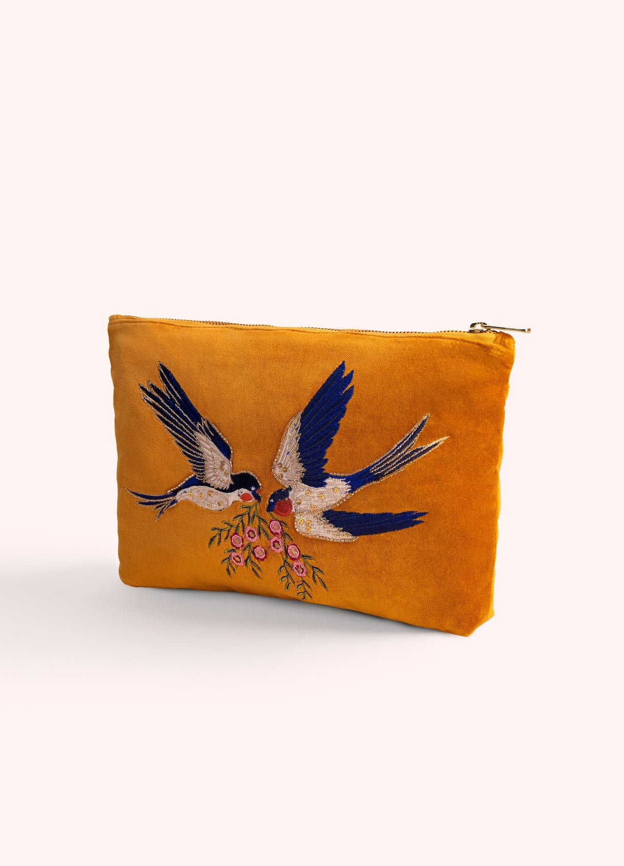 Powder Velvet Zip Pouch