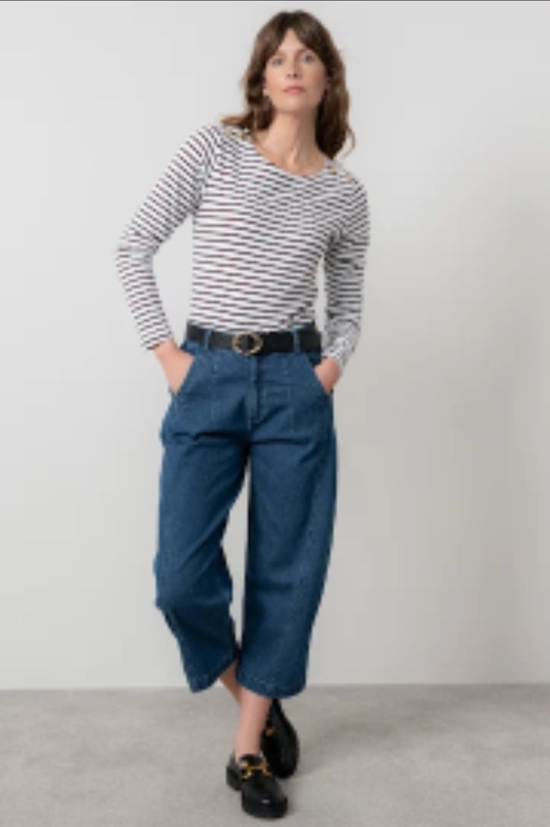 Lily and Me Riverside Top Stripe-White finn