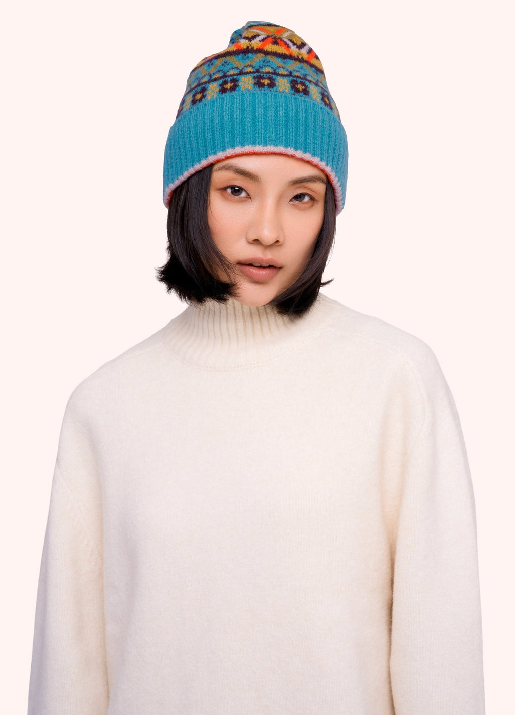 Powder Fair Isle Beanie, Teal Mix