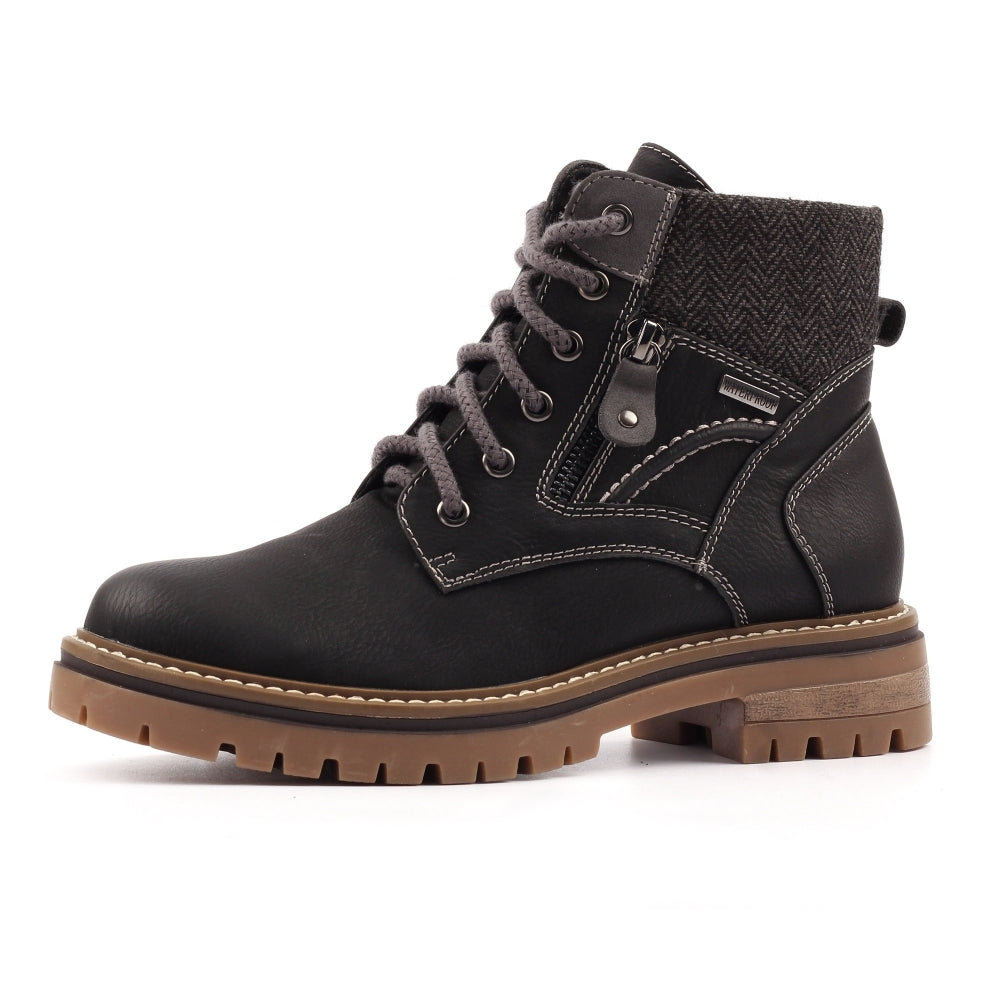 Lunar Caramel Black Waterproof Ankle Boot-Footwear-White finn