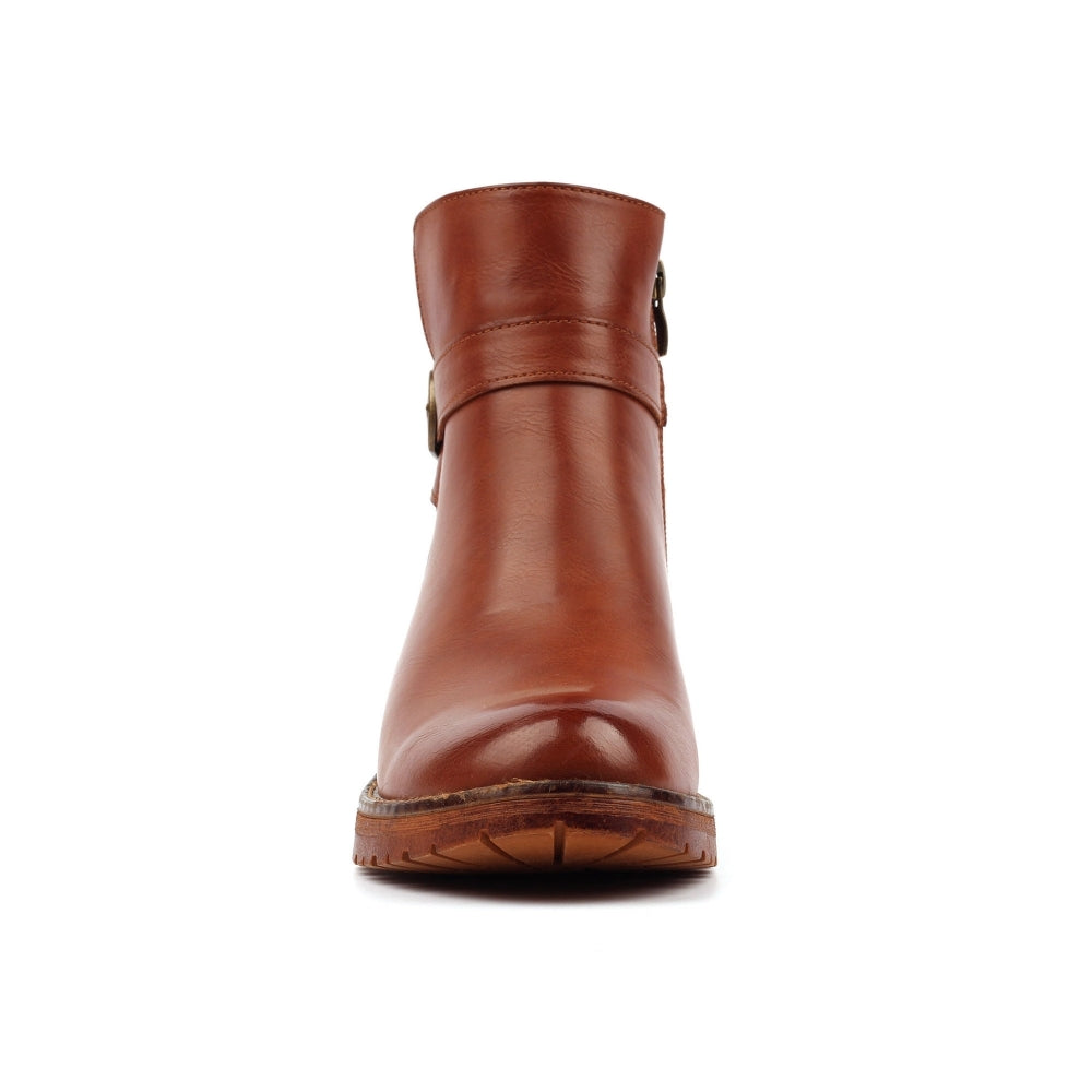 Lunar Demure Tan Ankle Boot-Footwear-White finn