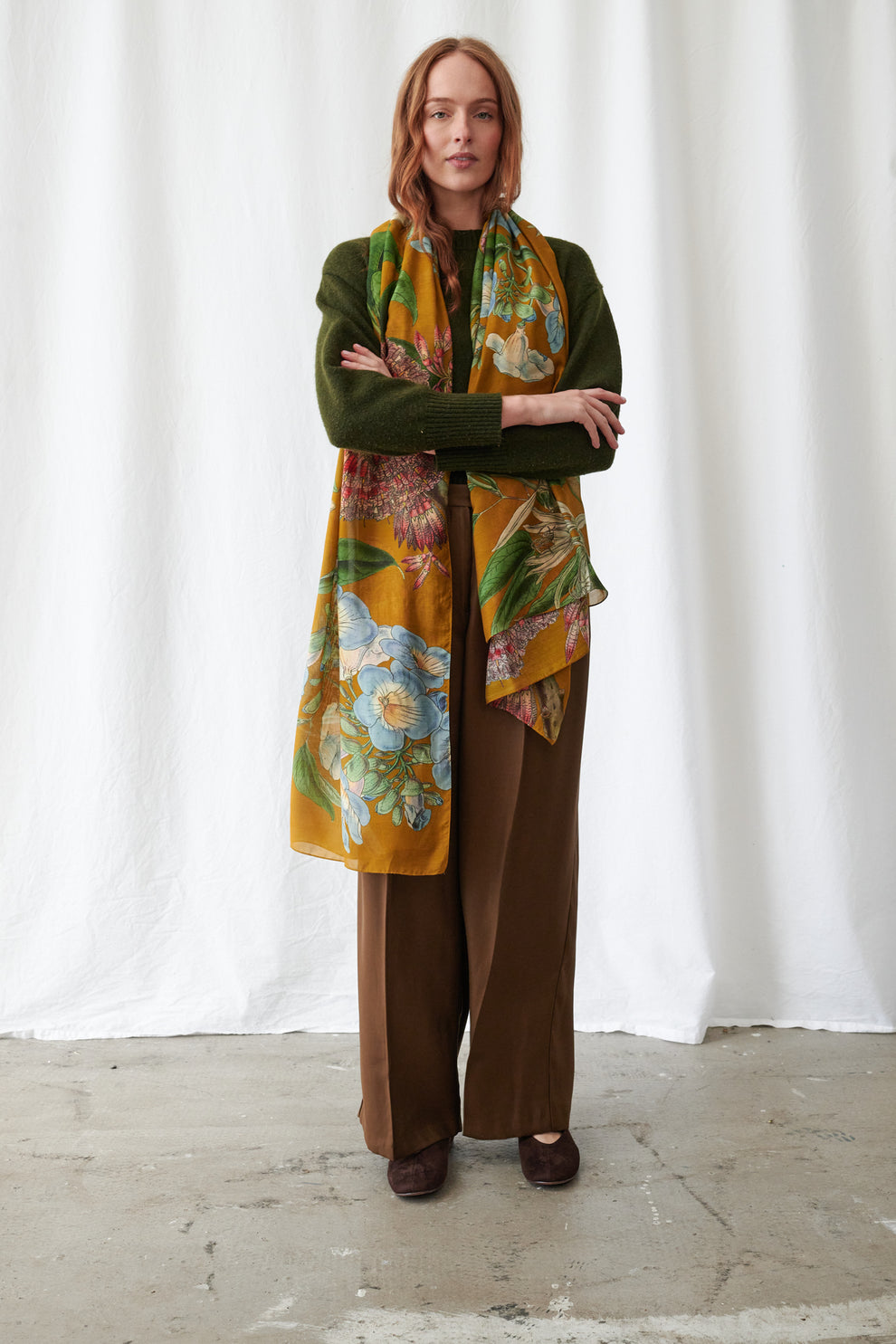 One Hundred Stars Rhodoleia Gold Scarf