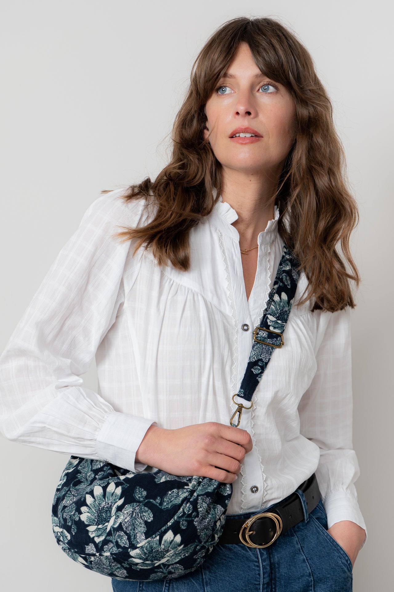 Lily and Me Wayfaring Blouse Plain Check-White finn