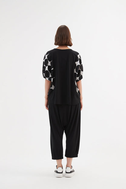 Tirelli Puff Sleeve Combi Tee Black Spot.