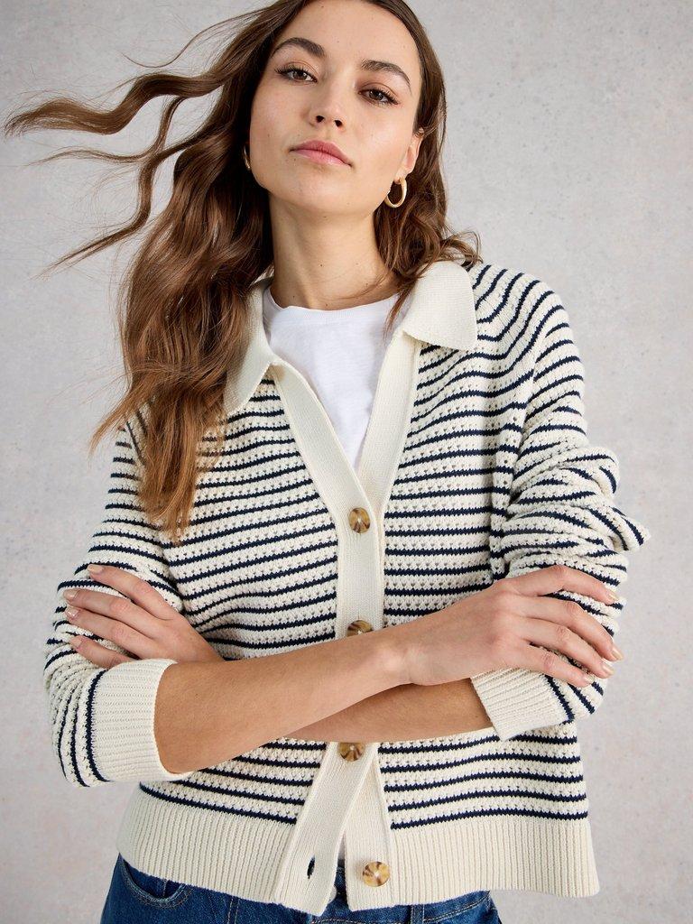 White Stuff Chatterley Stripe Cardigan-White Stuff-White finn