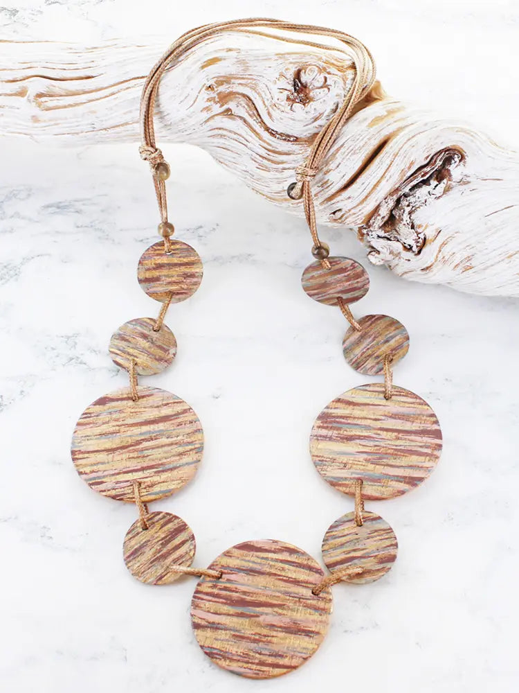 Suzie Blue Long Shell Disc Necklace UJ6512