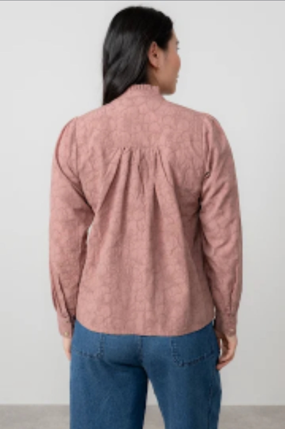 Lily and Me Wayfaring Cotton Jacquard Blouse-White finn