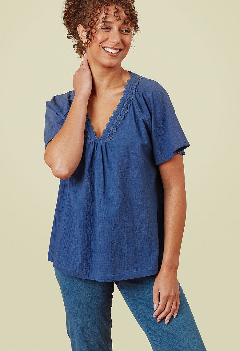 Adini Cross Hatch Idres Top - Red Orange-Shirts & Tops-XS-Orange-
