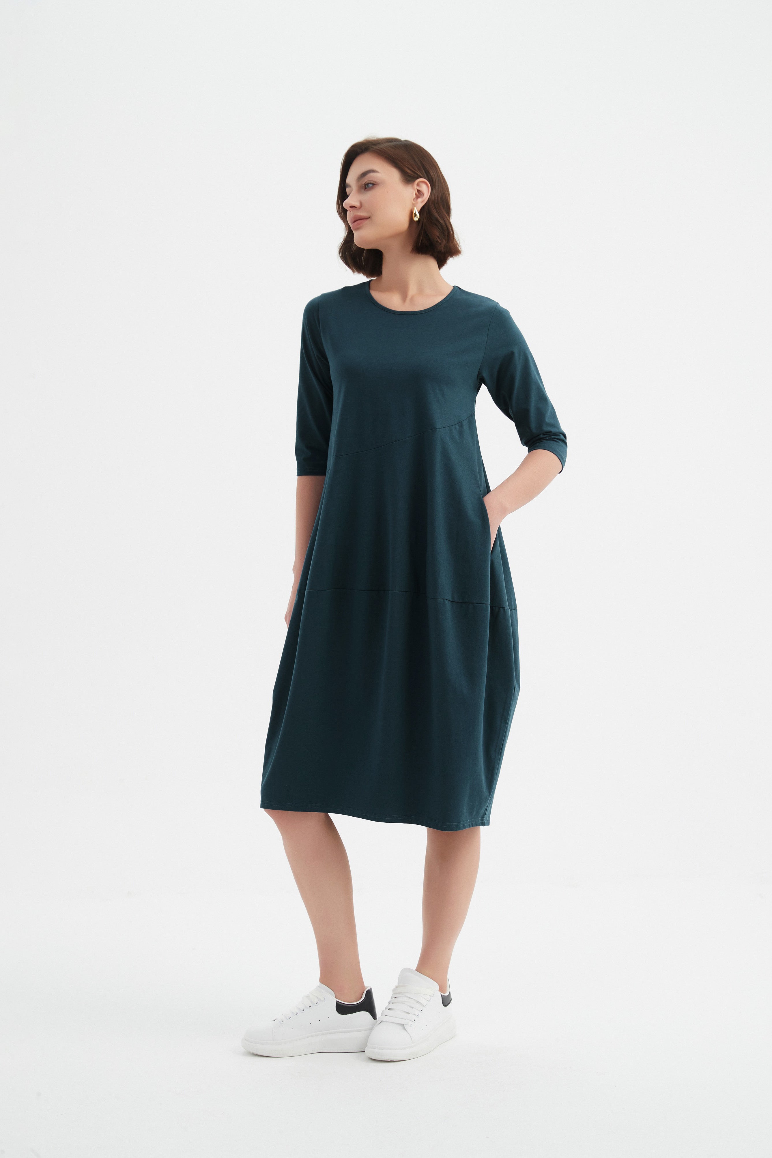 Tirelli Diagonal Seam Dress-Dress-White finn