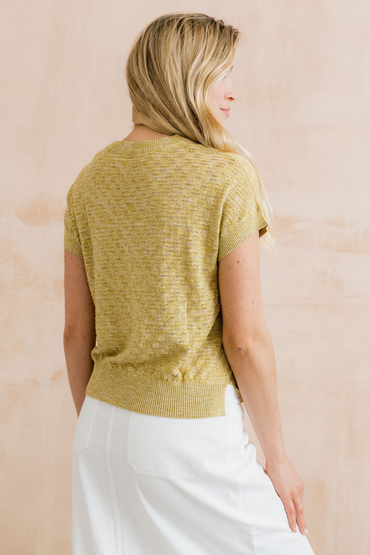 Lily and Me Lola Pointelle Knit Top Lime