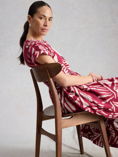 White Stuff Mina Jersey Print Dress in Pink Print