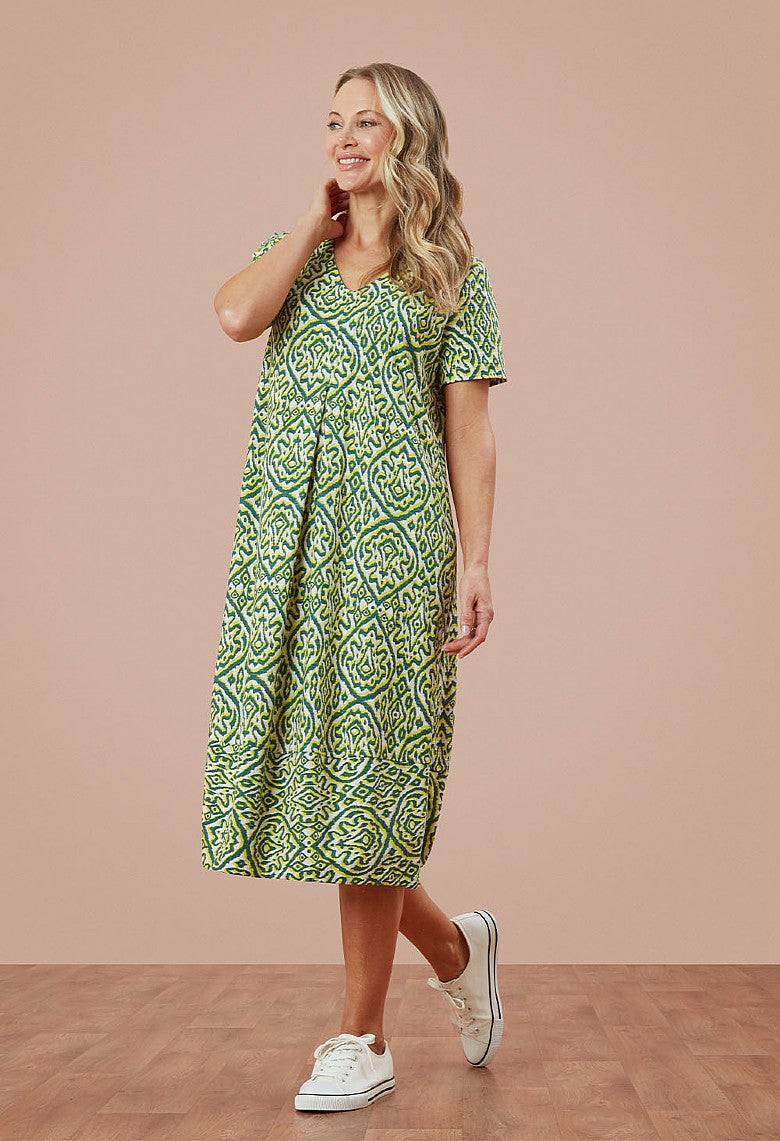 Adini Inky Geo Mima Dress - Multi-Adini-White finn