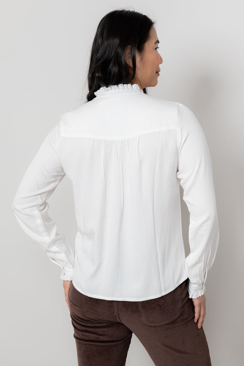 Lily and Me Sage Frill Blouse Plain-White finn