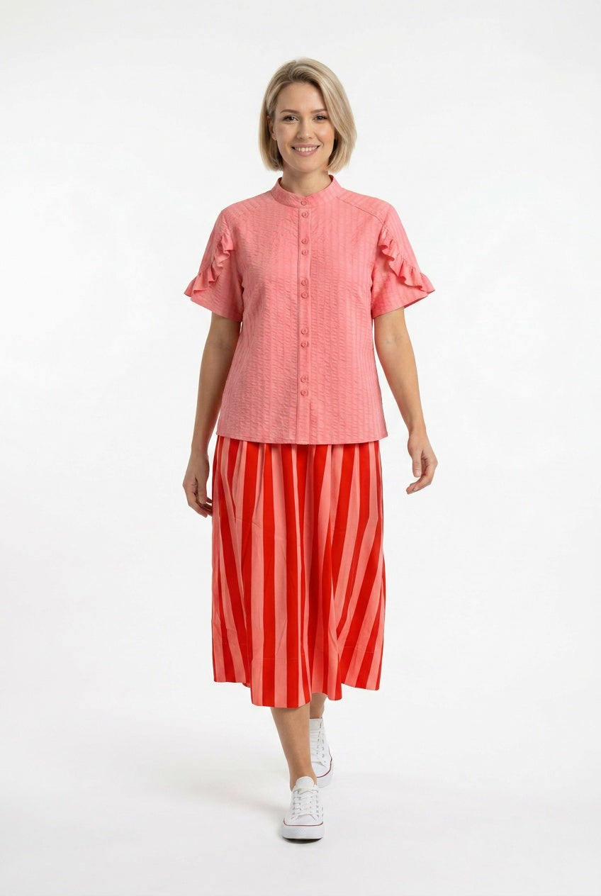 Pretty Vacant  Freya Top in Seersucker Pink