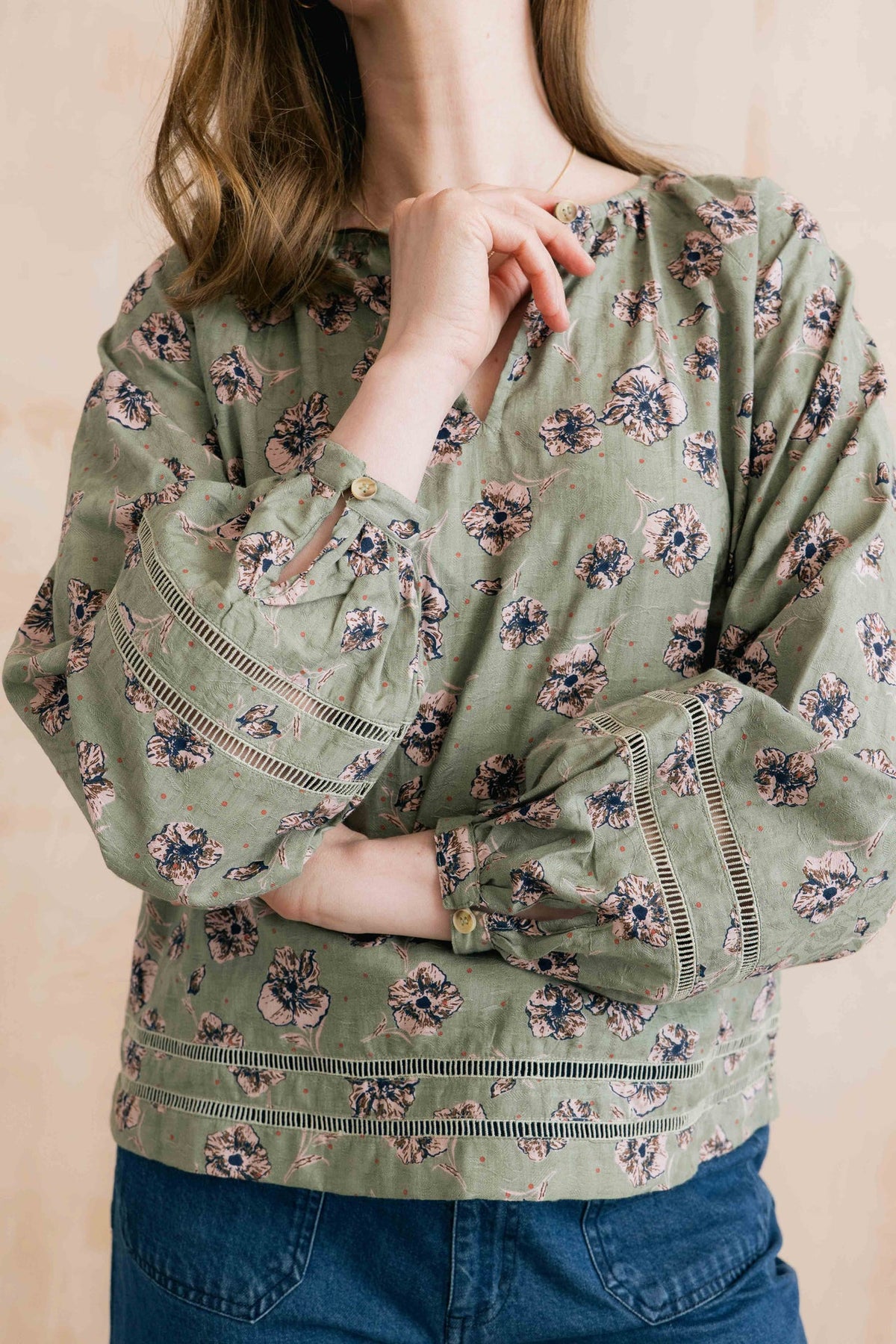 Lily and Me Zoe Organic Cotton Printed Blouse Sage