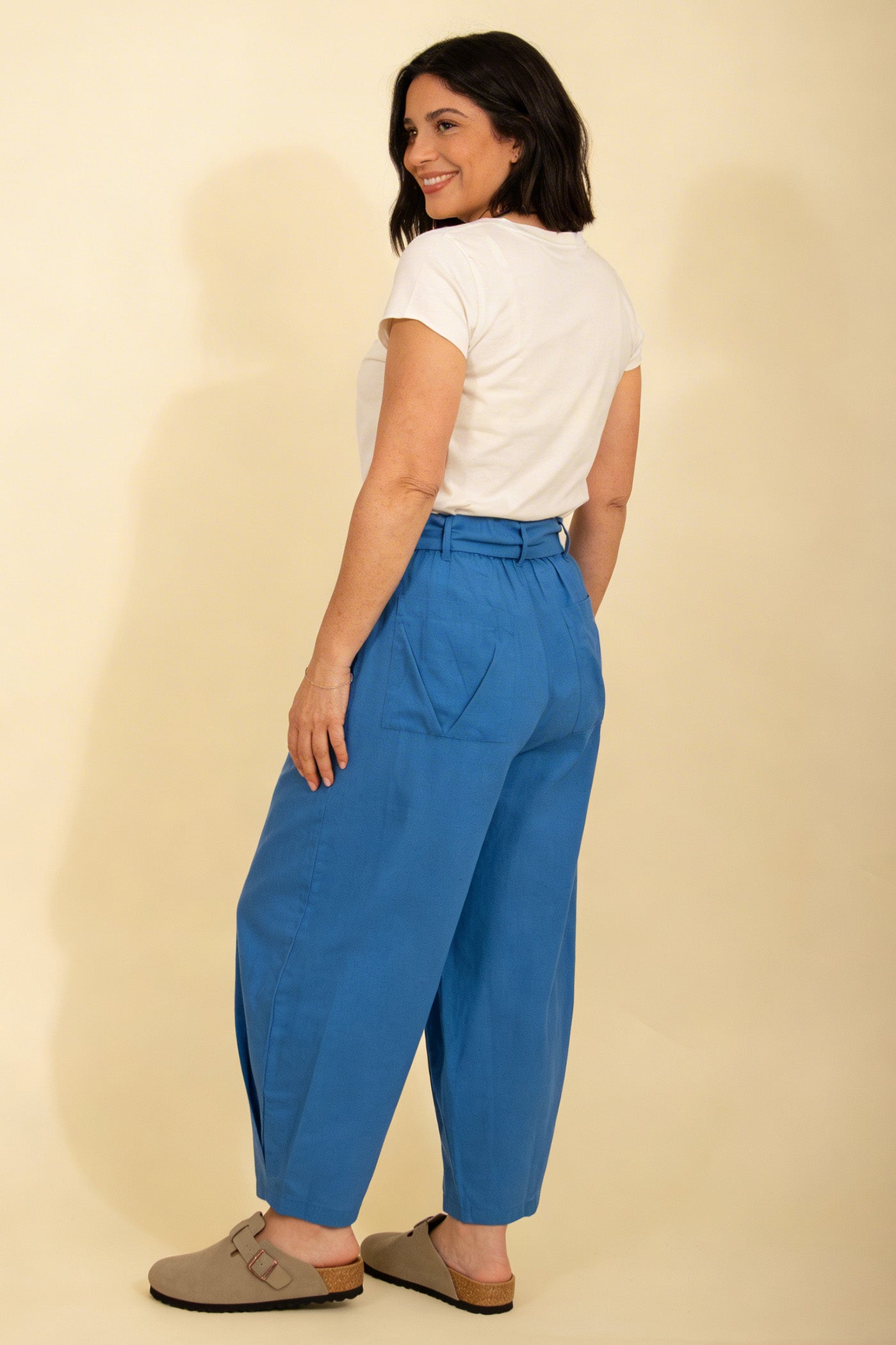 Pretty Vacant Bobbi Trousers in Linen - Blue-Pretty Vacant-White finn