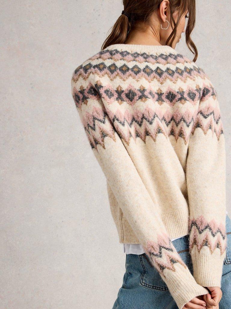 White Stuff Artic Fairisle Cardigan-Knitwear-White finn