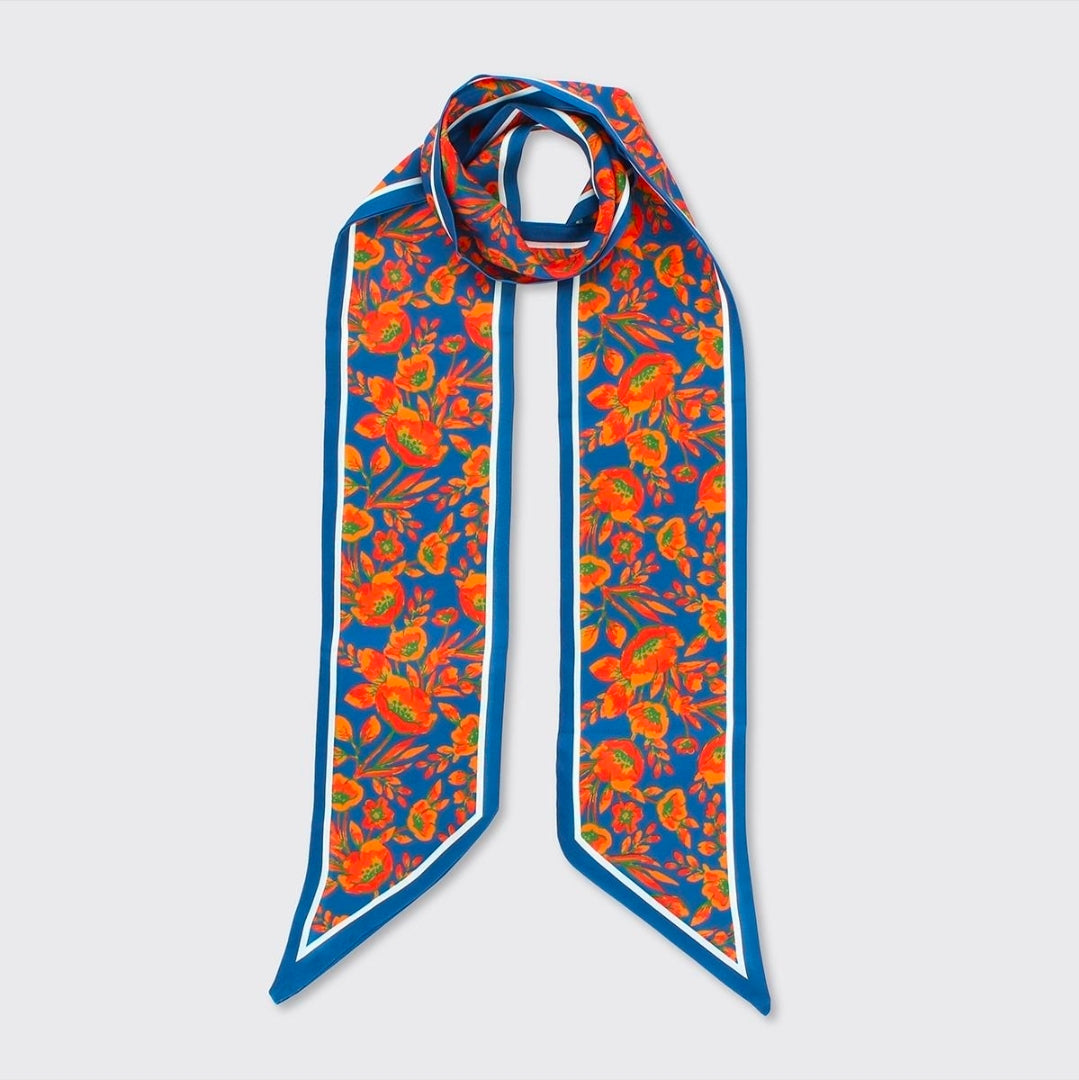 Maeve Floral Tie Scarf - Teal/Rust